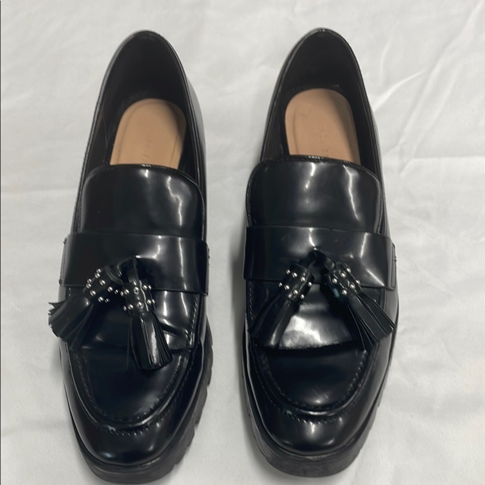 Zara‎ Black Leather Loafers with Tassels